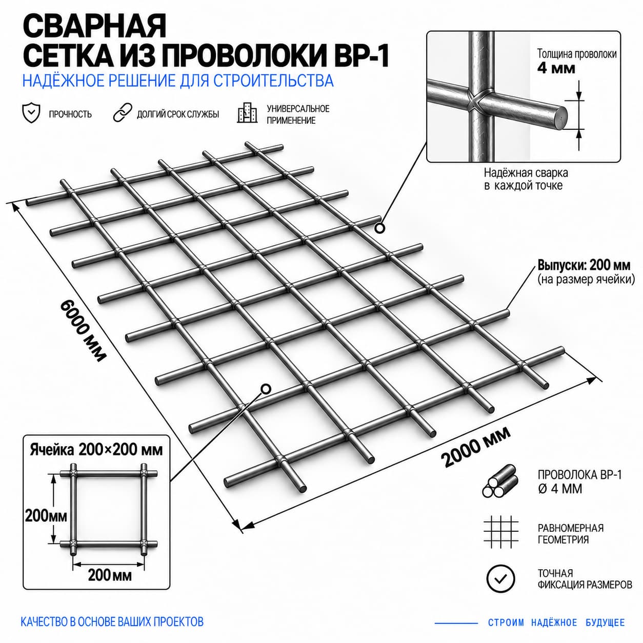 Сетка сварная 200×200×4