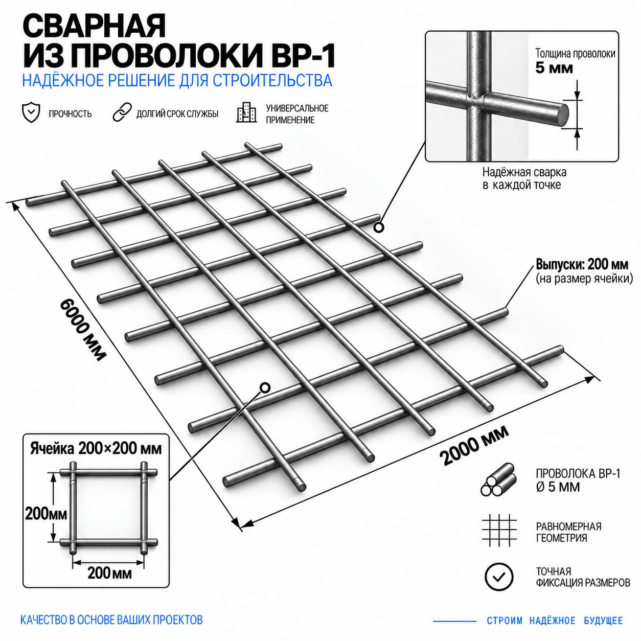 Сетка сварная 200×200×5