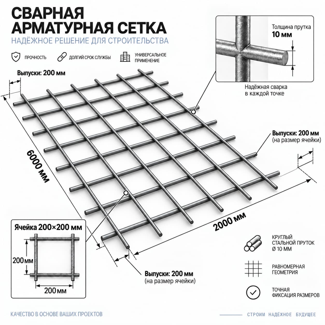 Сетка 200×200×10 из арматуры А-I (А240)