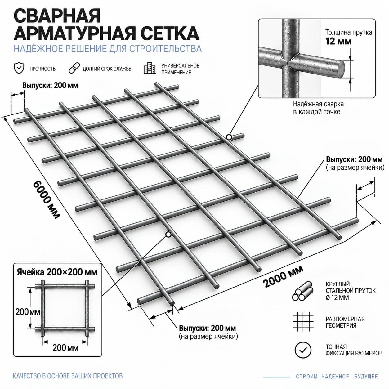 Сетка 200×200×12 из арматуры А-I (А240)