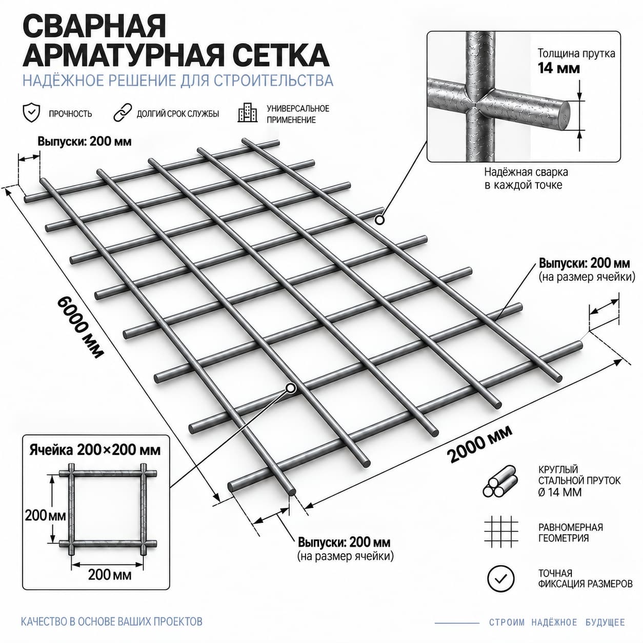 Сетка 200×200×14 из арматуры А-I (А240)