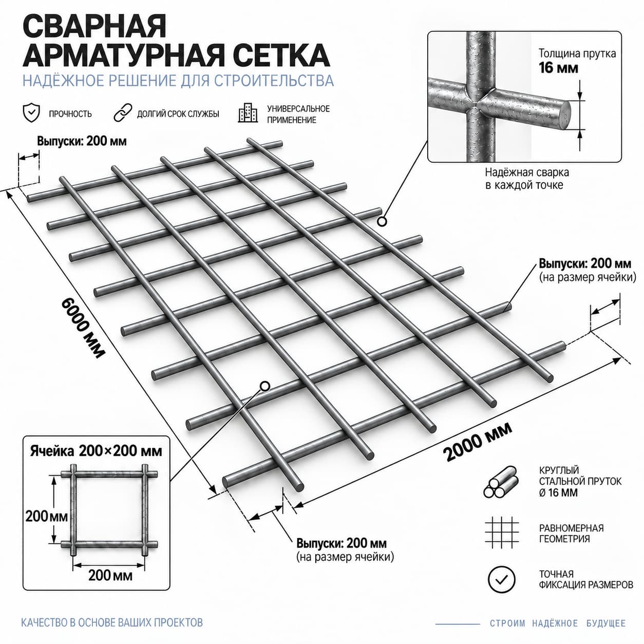 Сетка 200×200×16 из арматуры А-I (А240)