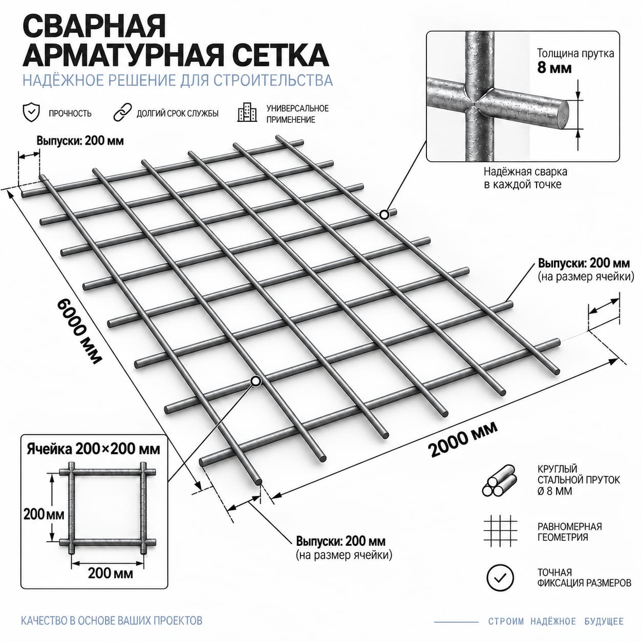 Сетка 200×200×8 из арматуры А-I (А240)